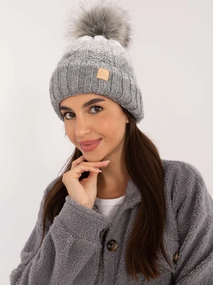 Grey women's knitted winter hat RUE PARIS