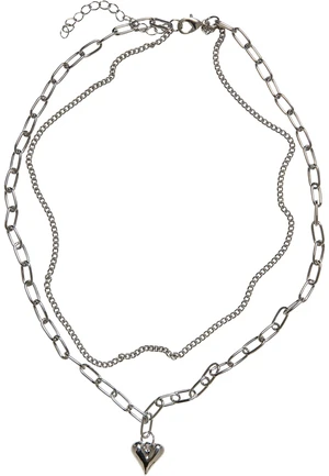 Heart Icon Layering Necklace - Silver Color