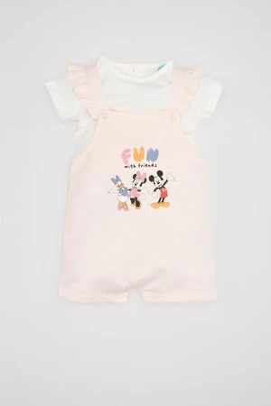 DEFACTO Baby Girl Disney Mickey & Minnie Short Sleeve T-Shirt Sleeveless Jumpsuit Set of 2