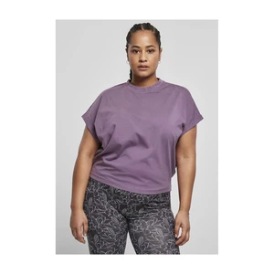 Women's Short Pigment Dye Cut On Sleeves T-Shirt Grey Purple