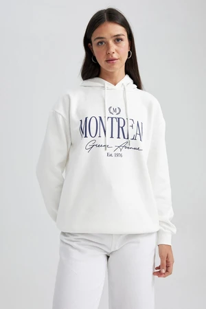 DEFACTO Relax Fit Hooded Printed Sweatshirt