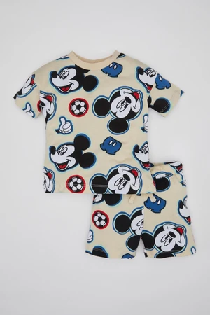 DEFACTO Baby Boy Disney Mickey & Minnie Short Sleeve T-shirt Shorts 2-Piece Set