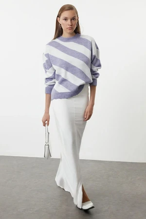 Trendyol Lilac Striped Knitted Sweater