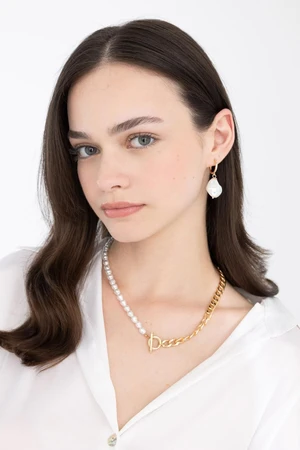 DEFACTO Women's Pearl Gold Chain Necklace