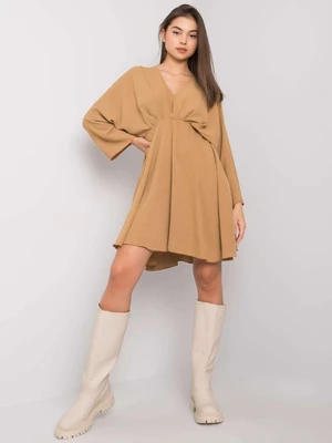 Dark beige dress with triangular neckline