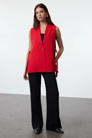 Trendyol Red Fitted Accessory Detailed Woven Vest