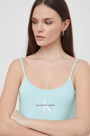 Top Calvin Klein Jeans dámsky,tyrkysová farba,J20J223105