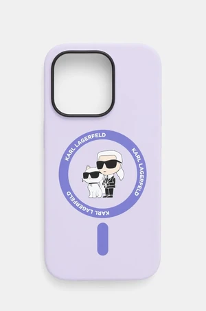 Obal na telefon Karl Lagerfeld iPhone 14 Pro 6.1 fialová barva, KLHMP14LSCMKCRHU