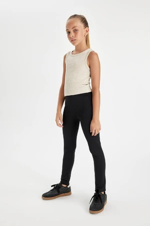 DEFACTO Girl's Standard Size Black Basic Plain Leggings