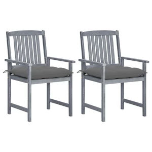 Director's Chairs with Cushions 2 pcs Gray Solid Acacia Wood