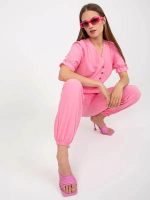 Pink light women's jumpsuit with pockets RUE PARIS