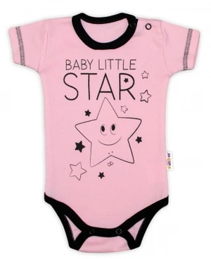 Body krátký rukáv Baby Nellys, Baby Little Star - růžové, vel. 56 (1-2m)