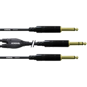Cordial  audio Y kábel [1x jack zástrčka 6,35 mm - 2x jack zástrčka 6,35 mm] 3.00 m čierna