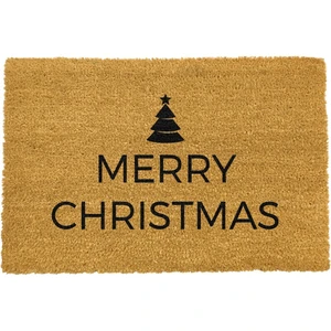 Čierna rohožka z prírodného kokosového vlákna Artsy Doormats Merry Christmas, 40 x 60 cm