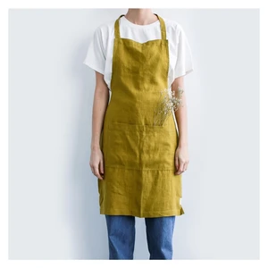 Zelená ľanová zástera Linen Tales Daily Apron, 80 x 55 cm