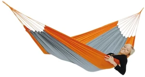 Hamaka - hojdacia sieť AMAZONAS® Silk Traveller - sivo-oranžová-techno (Farba: Oranžová, Varianta: techno)