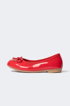 DEFACTO Girl's Flat Sole Red Faux Leather Patent Leather Flats