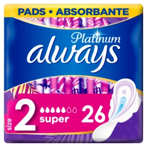 ALWAYS Platinum Super (Velikost 2) Hygienické Vložky S Křidélky 26ks 1 x 26 ks