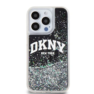 Zadní kryt DKNY Liquid Glitter Arch Logo pro Apple iPhone 15 Pro, černá