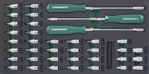 Modul pěnový - zástrčné hlavice 1/4" šroubovákové , sada 38 ks - JONNESWAY S07H2138KV