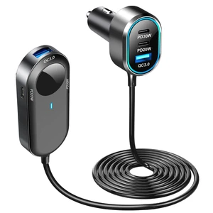 Rozbočovač pre autozapaľovač, 100W, 2xUSB-A + 4xUSB-C