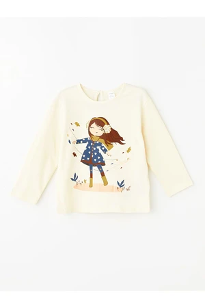 LC Waikiki LCW Crew Neck Long Sleeve Printed Baby Girl T-Shirt