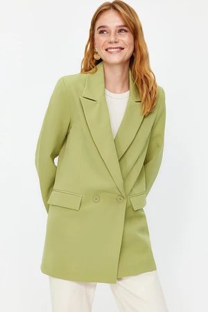 Trendyol Mint Regular Lined Double-Breasted Woven Blazer Jacket