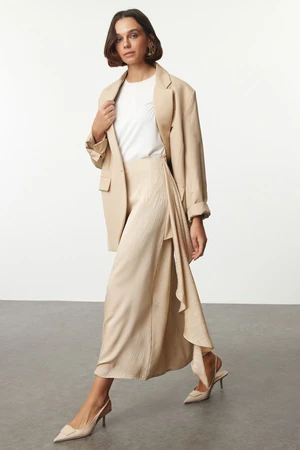 Trendyol Beige Self-Patterned Woven Satin Skirt