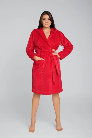 Women's bathrobe Zala with long sleeves - red