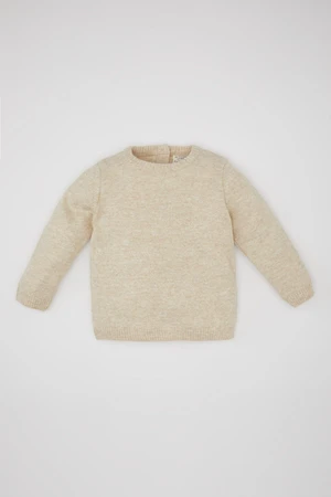 DEFACTO Baby Boy Beige Crew Neck Basic Plain Knitwear Sweater A5036a524au