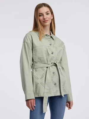 Light green women's patterned denim jacket ORSAY