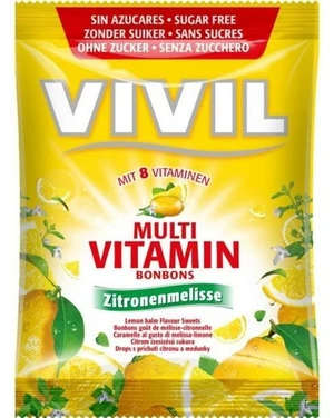 VIVIL Bonbons multivitamín drops s príchuťou citrónu a medovky bez cukru 60 g