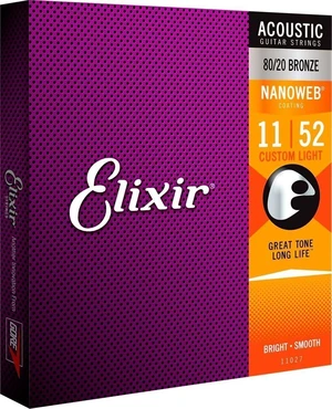 Elixir 11027 Nanoweb 11-52 Saiten für Akustikgitarre