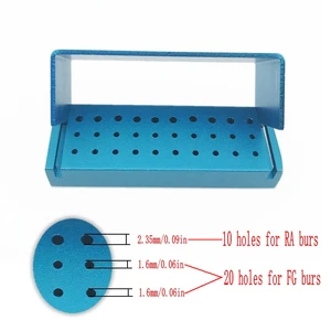 30/15 Holes Aluminium Dental Burs Holder Block Dental Disinfection Box for FG Burs and RA Burs