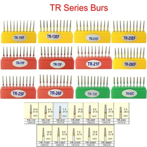 10pcs/Box Dental Diamond FG High Speed Burs for Polishing Smoothing Teeth Polishers TR Series Bur