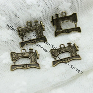 Sweet Bell Free Shipping 80pcs Antique Bronze Tone Sewing Machine Charm Pendants 17*20mm D0459