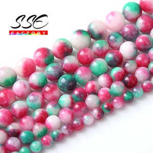 Natural Blossom Tourmaline Jades Stone Beads Round Loose Spacers Healing Beads For Jewelry Making DIY Bracelets 6 8 10 12mm 15"