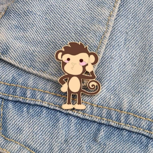 Cute Monkey Badge Cartoon Lovely Animal Brooches Metal Enamel Pin Funny Gifts Lapel Clothes Backpack Fashion Jewelry Accessories