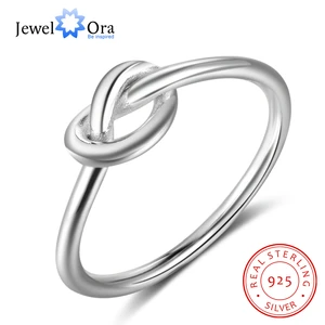 JewelOra Genuine 925 Sterling Silver Knot Rings for Women Girls Female Finger Jewelry Birthday Gift for Best Friend