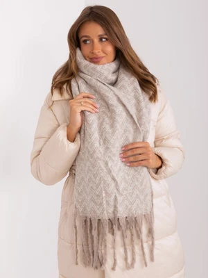 Beige and white women's knitted scarf