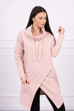 Tunic with clutch front dark Oversize powder pink