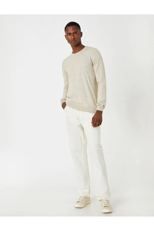 Koton Men's Ecru Basic Sweater