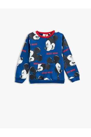 Koton Mickey Mouse Printed Sweatshirt Licensed Kangaroo Pocket Long Sleeve