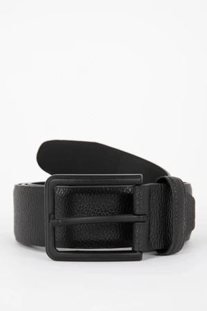 DEFACTO Men's Classic Faux Leather Rectangle Buckle Belt