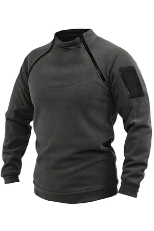 90777 Dewberry Mens Fleece with Arm Pocket-Smoked