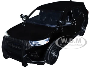 2022 Ford Police Interceptor Utility Unmarked Slick-Top Black 1/24 Diecast Model Car by Motormax