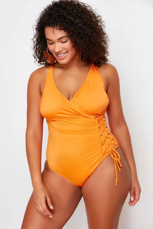 Trendyol Curve Orange Double Breasted Tie Detailed Swimsuit