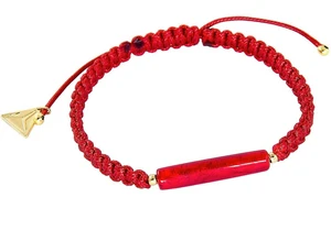 Lampglas Ochraňující červený náramek Shamballa Red Line s 24kt zlatem v perle Lampglas BSHX4