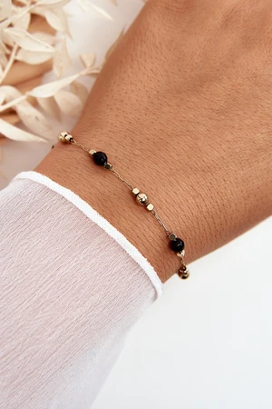 Classic bracelet with black gold beads