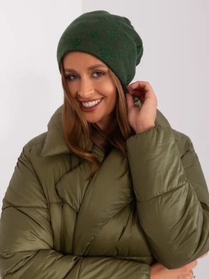 Dark green women's knitted beanie